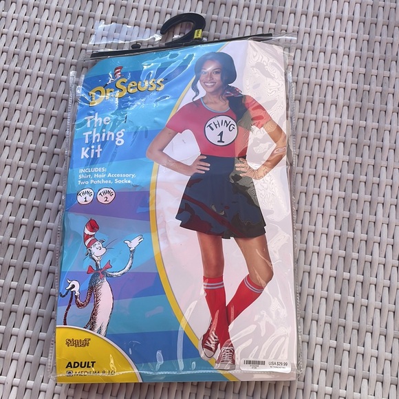 NEW-Adult Dr. .Seuss Thing 1 and Thing 2 Costume Kit  Size M - Picture 3 of 13